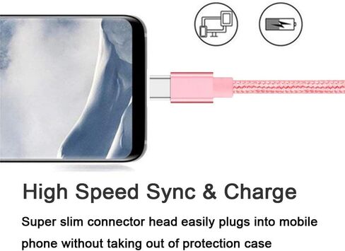 كابل USB إلى USB C (5 حزم، 3/3/6/6/10FT)، كابل USB A إلى النوع C، سلك نقل مزامنة مجدول من النايلون للشحن السريع، شاحن USB C للهاتف 16/15/iPad، وGalaxy S/Note/A، وPixel والمزيد | كابل نقل بيانات USB A إلى النوع C، بسرعة 480 ميجابت في الثانية، سلك شاحن متين in Kuwait