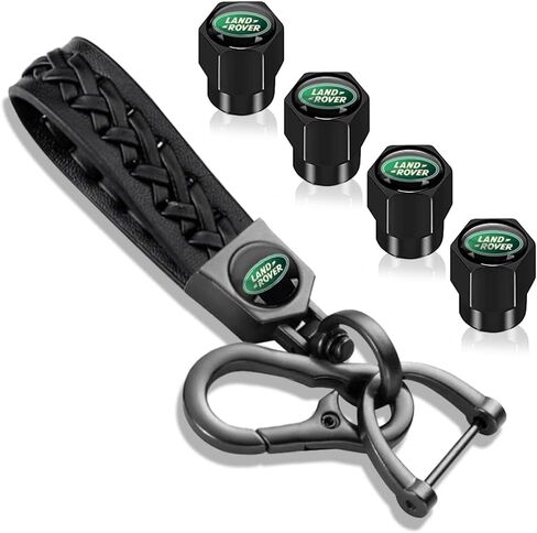 Genuine Leather Keychain for Acura, Car Key Chain with 4PCS Tire Valve Stem Caps for Men Women, Car Accessories, Black in Saudi Arabia