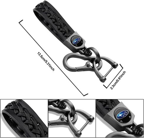 Genuine Leather Keychain for Acura, Car Key Chain with 4PCS Tire Valve Stem Caps for Men Women, Car Accessories, Black in Saudi Arabia