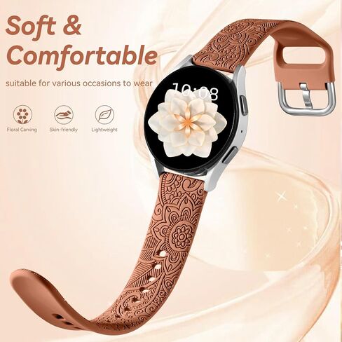 Floral Engraved Bands for Galaxy Watch 7/6/4/5/5 Pro/4 6 Classic/Active 2 in Kuwait