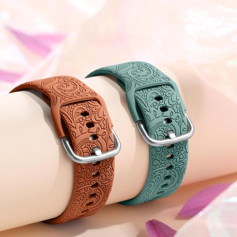 Floral Engraved Bands for Galaxy Watch 7/6/4/5/5 Pro/4 6 Classic/Active 2 in Kuwait