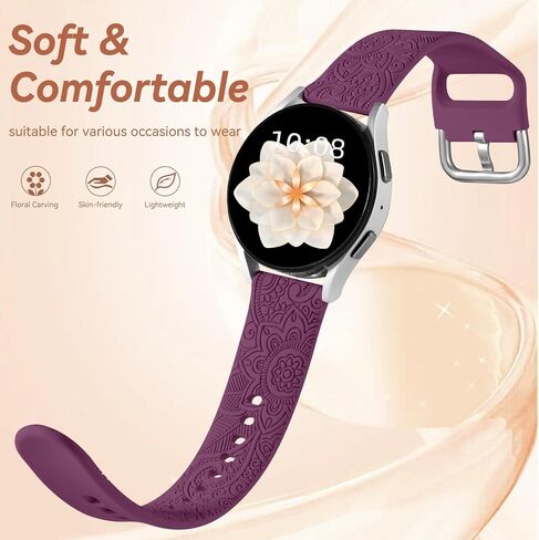 Floral Engraved Bands for Galaxy Watch 7/6/4/5/5 Pro/4 6 Classic/Active 2 in Kuwait