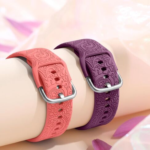 Floral Engraved Bands for Galaxy Watch 7/6/4/5/5 Pro/4 6 Classic/Active 2 in Kuwait
