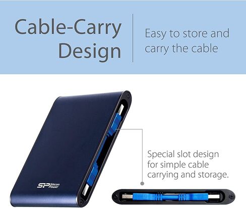 Silicon Power 1TB Rugged Portable External Hard Drive Armor A80, Waterproof USB 3.0 for PC, Mac, Xbox and PS4, Blue in Saudi Arabia