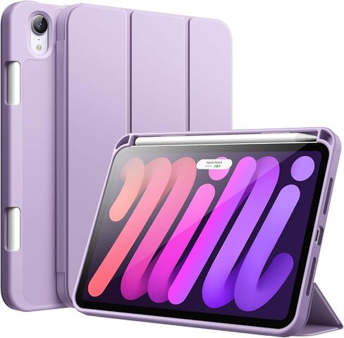 حافظة JETech لجهاز iPad Mini 6 (موديل 2021 مقاس 8.3 بوصات) مع حامل أقلام رصاص، تدعم شحن القلم الرصاص الثاني، غطاء كمبيوتر لوحي نحيف مع ظهر ناعم من مادة TPU، تنبيه/غفو تلقائي (أسود) in Kuwait
