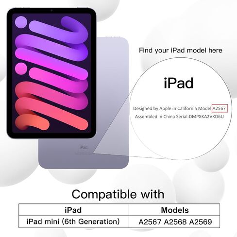 حافظة JETech لجهاز iPad Mini 6 (موديل 2021 مقاس 8.3 بوصات) مع حامل أقلام رصاص، تدعم شحن القلم الرصاص الثاني، غطاء كمبيوتر لوحي نحيف مع ظهر ناعم من مادة TPU، تنبيه/غفو تلقائي (أسود) in Kuwait