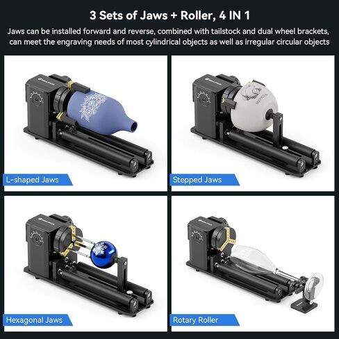SCULPFUN RA Pro Max 4 in 1 Laser Rotary Roller, 180° Adjustable 3 Jaw Rotary Chuck for Laser Engraver for Engraving Rings, Spherical, Cylindrical Objects, Irregular Items in Saudi Arabia