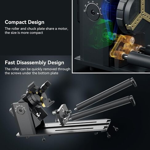 SCULPFUN RA Pro Max 4 in 1 Laser Rotary Roller, 180° Adjustable 3 Jaw Rotary Chuck for Laser Engraver for Engraving Rings, Spherical, Cylindrical Objects, Irregular Items in Saudi Arabia