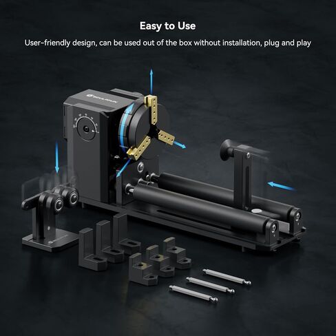 SCULPFUN RA Pro Max 4 in 1 Laser Rotary Roller, 180° Adjustable 3 Jaw Rotary Chuck for Laser Engraver for Engraving Rings, Spherical, Cylindrical Objects, Irregular Items in Saudi Arabia