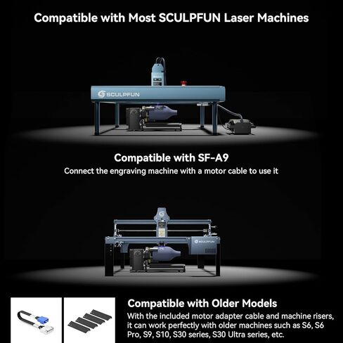 SCULPFUN RA Pro Max 4 in 1 Laser Rotary Roller, 180° Adjustable 3 Jaw Rotary Chuck for Laser Engraver for Engraving Rings, Spherical, Cylindrical Objects, Irregular Items in Saudi Arabia