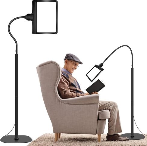 5X Floor Magnifying Glass with Light and Stand,3-in-1 Adjustable Brightness Lighted Magnifiers,36 LED Flexible Gooseneck Large Magnifying Lamp for Reading,Sewing,Crafts,Painting,Close Work,DIY,Repair in Saudi Arabia