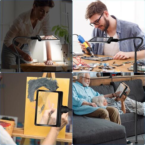 5X Floor Magnifying Glass with Light and Stand,3-in-1 Adjustable Brightness Lighted Magnifiers,36 LED Flexible Gooseneck Large Magnifying Lamp for Reading,Sewing,Crafts,Painting,Close Work,DIY,Repair in Saudi Arabia