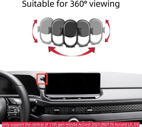 حامل هاتف السيارة مناسب لملحقات الجيل 11th Honda Accord 2023 بدون استخدام اليدين ودوران 360 درجة (غير مناسب لأكورد LX، EX) in Kuwait