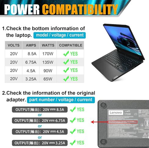 شاحن محول تيار متردد 170 واط متوافق مع Lenovo Thinkpad P1 P50 P51 P52 P53 P70 P15 P17 T15g W540 W541 T540p ADL170NDC2A ADL170NDC3A ADL170NLC3A Extreme Legion Y540 Y530 Y720 Y730 سلك إمداد الطاقة in Kuwait