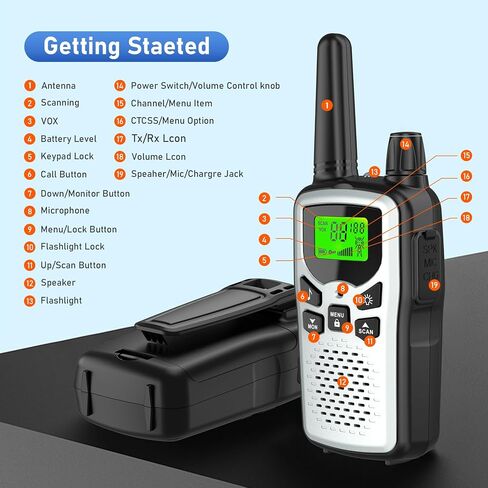 Walkie Talkies,Erelis Long Rang Walkie Talkies with 22 FRS Channels,Walkie Talkies for Adults with Lamp,VOX,LCD Display for Outdoor Activities (Green) in Saudi Arabia