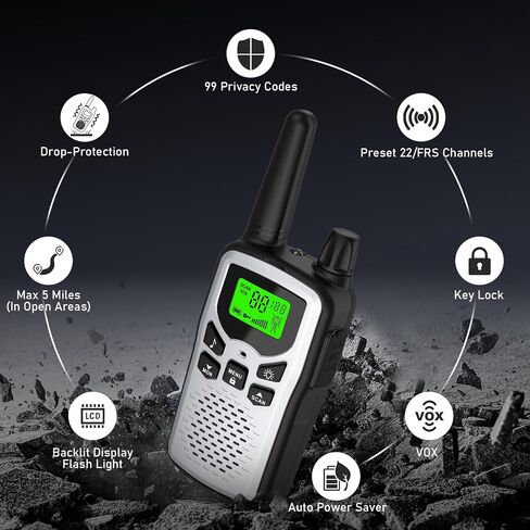 Walkie Talkies,Erelis Long Rang Walkie Talkies with 22 FRS Channels,Walkie Talkies for Adults with Lamp,VOX,LCD Display for Outdoor Activities (Green) in Saudi Arabia