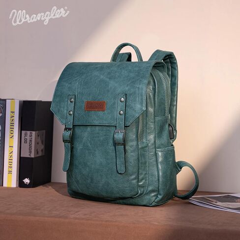 Montana West × Wrangler Brown Leather Laptop Backpack Purse Women and Men Unisex Fashion Backpack in Saudi Arabia