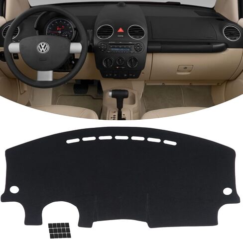KEYOOG Dashboard Cover Dash Mat Fit for Vo-lkswagen Beetle 2010-1998 (for Left Hand Drive),Car Dash Board Mat Anti-Glare Carpet,Non-Slip Pad Sunshield Protector (Black) in Saudi Arabia