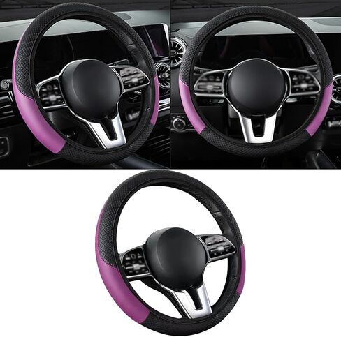Pack-1 Car Steering Wheel Cover, Artificial Leather Protective Case, Steering Wheel Cover Without Inner Ring, Anti Slip Automobile Kit Replacement, Universal for Most Cars, Trucks (Purple) in Saudi Arabia