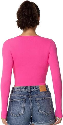Sunzel Women's Cropped Long Sleeve Going Out Tops with Wide Square Neck Sexy Seamless Trendy Workout Yoga Casual Shirt in Saudi Arabia