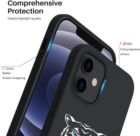 ORNARTO Compatible with iPhone 12 Mini Case, Slim Liquid Silicone 3 Layers Full Covered Soft Gel Rubber with Microfiber Case Cover 5.4 inch-Navy Blue in Kuwait