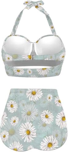 نمط الأزهار المرأة البطن السيطرة عالية مخصر الاستحمام الدعاوى رفع Ruched قطعتين بيكيني مجموعة in Kuwait