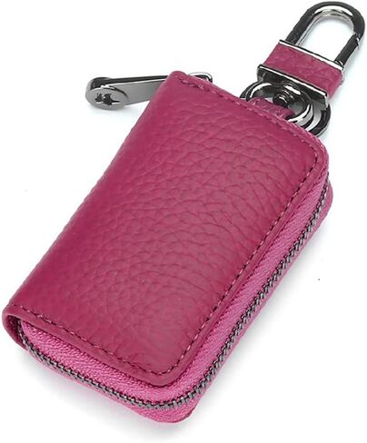 Leather Car Key Case Holder Auto Car Key Chain Protector Cover Zipper Bag Car Remote Key Fob for Car in Saudi Arabia