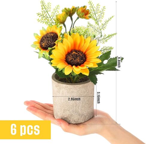 8 Pcs Artificial Sunflower Yellow Fake Sunflowers in Pots Sunflowers Artificial Flowers Sunflower Centerpieces for Tables Sunflowers Potted Plants for Home Bathroom Kitchen Shelf Decorations in Saudi Arabia