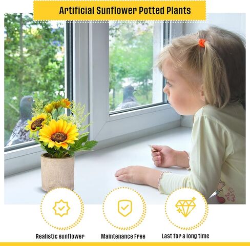 8 Pcs Artificial Sunflower Yellow Fake Sunflowers in Pots Sunflowers Artificial Flowers Sunflower Centerpieces for Tables Sunflowers Potted Plants for Home Bathroom Kitchen Shelf Decorations in Saudi Arabia