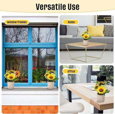 8 Pcs Artificial Sunflower Yellow Fake Sunflowers in Pots Sunflowers Artificial Flowers Sunflower Centerpieces for Tables Sunflowers Potted Plants for Home Bathroom Kitchen Shelf Decorations in Saudi Arabia