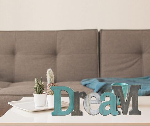 Wooden Hope Sign Aqua Hanging Block Letters Sign Rustic Freestanding Wood Word Decor Decorative Hope Table Sign Cutout Word Art Wall Decor (hope) in Saudi Arabia