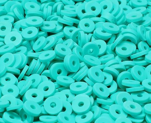 Bundooraking 2000+pcs Apple Green Clay Beads Bulk, Polymer Clay Beads for Bracelets Making, heishi Beads for Bracelets, Flat Beads (6mm). in Saudi Arabia
