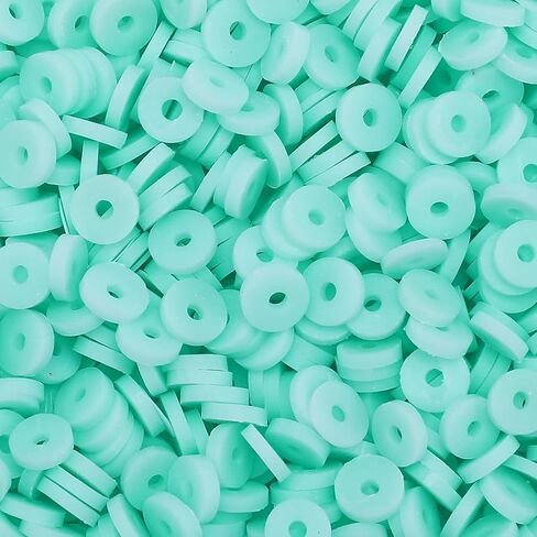 Bundooraking 2000+pcs Apple Green Clay Beads Bulk, Polymer Clay Beads for Bracelets Making, heishi Beads for Bracelets, Flat Beads (6mm). in Saudi Arabia