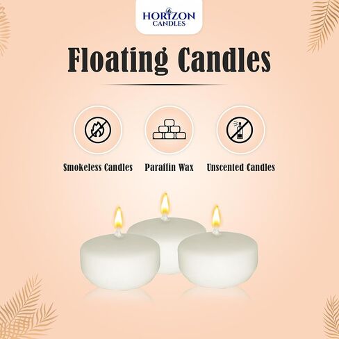 Horizon - Unscented 24 Piece Floating Candles for Parties | 2" Dripless and Smokeless Floating Candles with 5 Hours Burning Time for Centerpieces at Wedding, Pool, Home Decor | Metallic Gold in Saudi Arabia