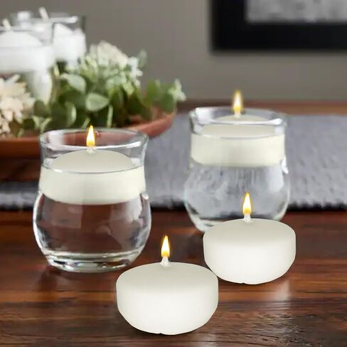 Horizon - Unscented 24 Piece Floating Candles for Parties | 2" Dripless and Smokeless Floating Candles with 5 Hours Burning Time for Centerpieces at Wedding, Pool, Home Decor | Metallic Gold in Saudi Arabia