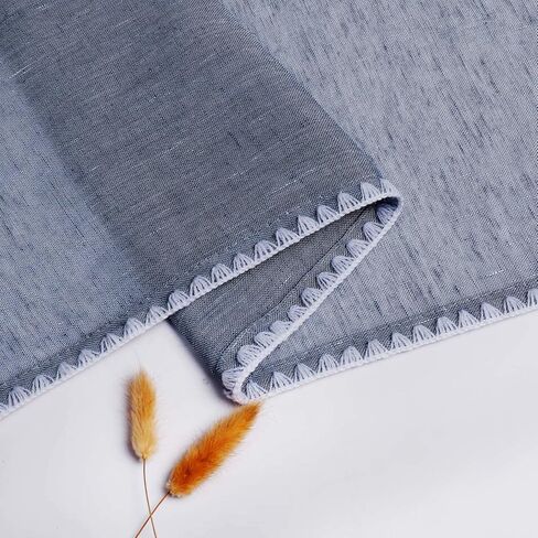 MISS SELECTEX Sheer Linen Curtains 72 Inches Length - Bordered Semi-Sheer Drapes Natural Textured Grommet Top Voile Window Curtains for Living Room and Boys Bedroom, Black, 52x72, Set of 2 Panels in Kuwait