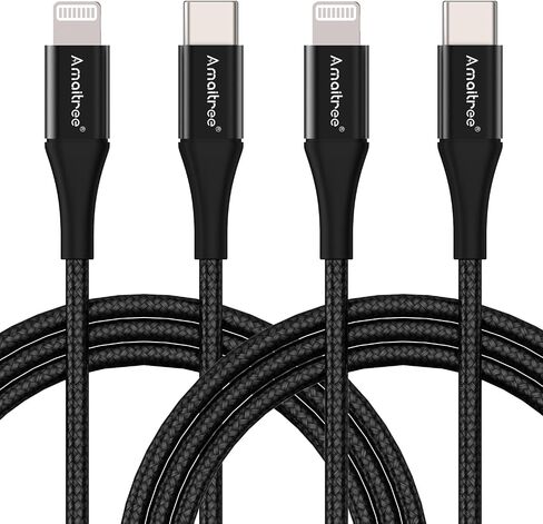 USB C to Lightning Cable (4Ft, 2-Pack),[Apple MFi Certified] 3A Fast Charging iPhone Charging Braided Cable, Durable Lightning to USB-C Carplay Data Cable for iPhone 14/13/12/11/XS/XR and More - Black in Kuwait