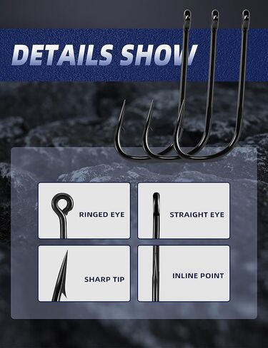 BLUEWING 5X Strong Long Shank Ballyhoo Hooks 5pcs Heavy Duty Needle Point Fishing Hooks High Carbon Steel Hooks Extra Sharp Fish Hooks for Freshwater Saltwater Fishing 9/0 in Saudi Arabia