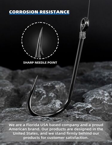 BLUEWING 5X Strong Long Shank Ballyhoo Hooks 5pcs Heavy Duty Needle Point Fishing Hooks High Carbon Steel Hooks Extra Sharp Fish Hooks for Freshwater Saltwater Fishing 9/0 in Saudi Arabia