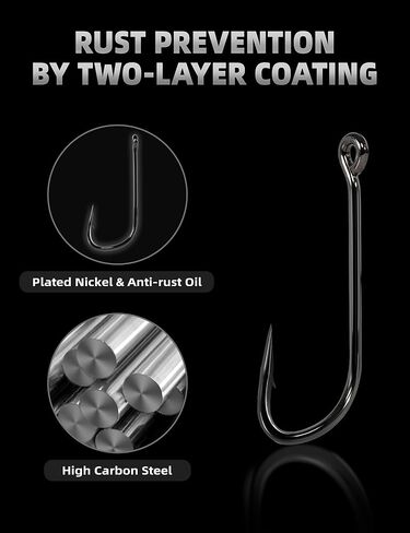 BLUEWING 5X Strong Long Shank Ballyhoo Hooks 5pcs Heavy Duty Needle Point Fishing Hooks High Carbon Steel Hooks Extra Sharp Fish Hooks for Freshwater Saltwater Fishing 9/0 in Saudi Arabia