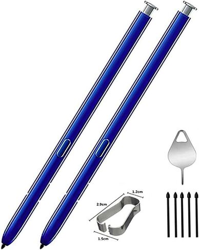 قطعتان من قلم Galaxy Note 10 (بدون بلوتوث) بديل لهاتف Galaxy Note 10 Note10 Plus Note 10+ 5G مع نصائح + دبوس إخراج (أسود) in Kuwait