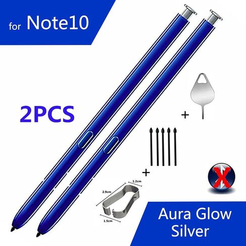 قطعتان من قلم Galaxy Note 10 (بدون بلوتوث) بديل لهاتف Galaxy Note 10 Note10 Plus Note 10+ 5G مع نصائح + دبوس إخراج (أسود) in Kuwait