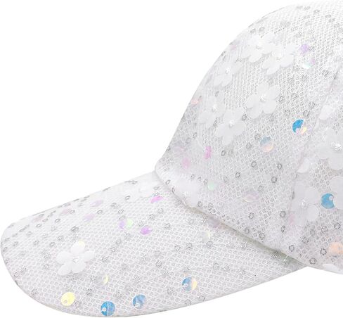 Shiny Sequins Baseball Cap for Women Girls Cute Flowers Breathable Mesh Trucker Hat Adjustable Summer Outdoors Sun Cap in Kuwait