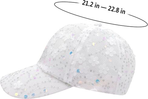 Shiny Sequins Baseball Cap for Women Girls Cute Flowers Breathable Mesh Trucker Hat Adjustable Summer Outdoors Sun Cap in Kuwait