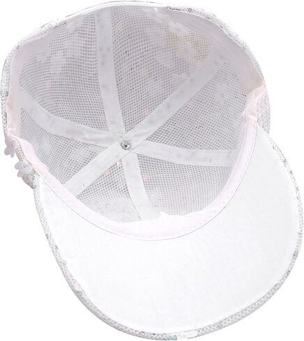 Shiny Sequins Baseball Cap for Women Girls Cute Flowers Breathable Mesh Trucker Hat Adjustable Summer Outdoors Sun Cap in Kuwait