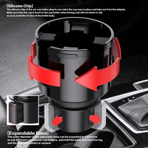 موسع حامل أكواب السيارة، محول موسع حامل أكواب السيارة 2 في 1 مع حامل هاتف، محول موسع حامل أكواب قابل للتعديل للسيارة، حامل أكواب منظم حامل أكواب موسع للسيارة in Kuwait