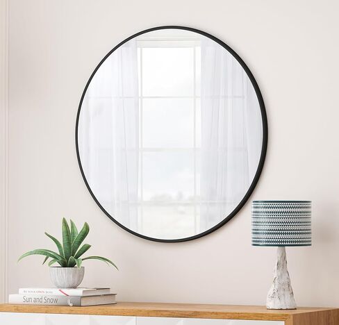 48 Inch Oversized Big Size Circular Mirror Wall Mirror, Round Vanity Mirror Metal Framed Dressing Mirror for Bathroom, Living Room, Bedroom in Saudi Arabia