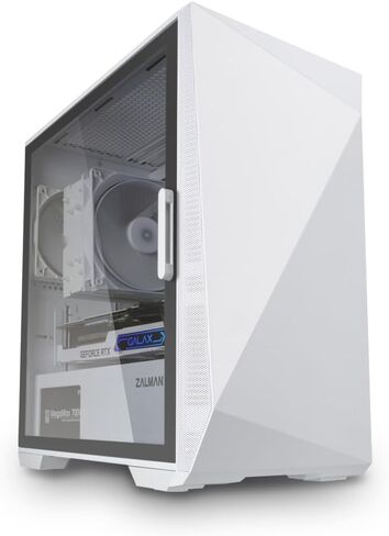 حافظات كمبيوتر الألعاب Zalman Z1 Iceberg mATX Mini Tower، لوحة جانبية مفصلية وزجاج مقسى، 3X مراوح مثبتة مسبقًا، USB 3.0 (أبيض) in Kuwait