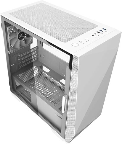 حافظات كمبيوتر الألعاب Zalman Z1 Iceberg mATX Mini Tower، لوحة جانبية مفصلية وزجاج مقسى، 3X مراوح مثبتة مسبقًا، USB 3.0 (أبيض) in Kuwait