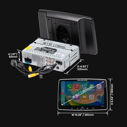 BOSS Audio Systems Elite BE10ACP Car Stereo - Detachable 10.1" Touch Screen Car Stereo Apple CarPlay & Android Auto Head Unit, Single DIN with Double DIN Brackets, Bluetooth, No CD/DVD Player in Saudi Arabia